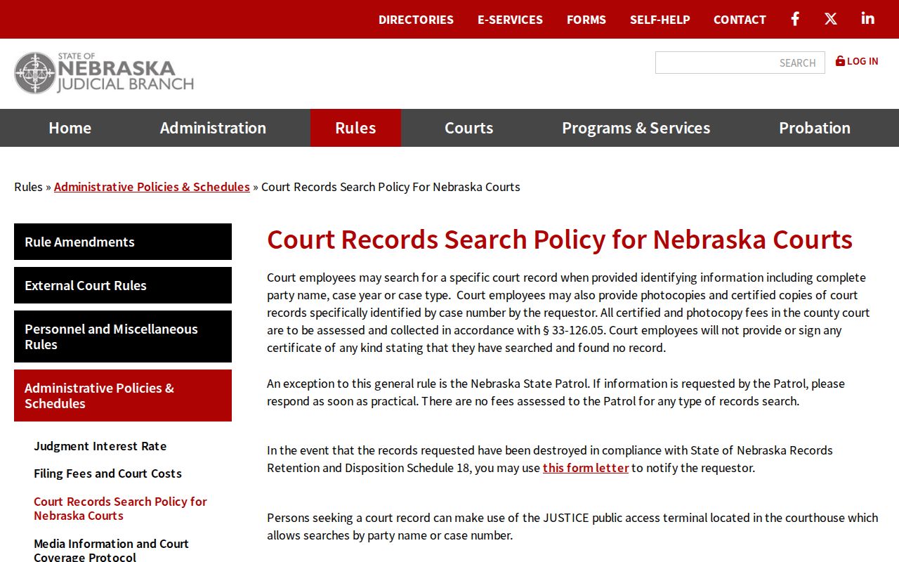 Dundy County docket search policy for courthouse terminals and public access