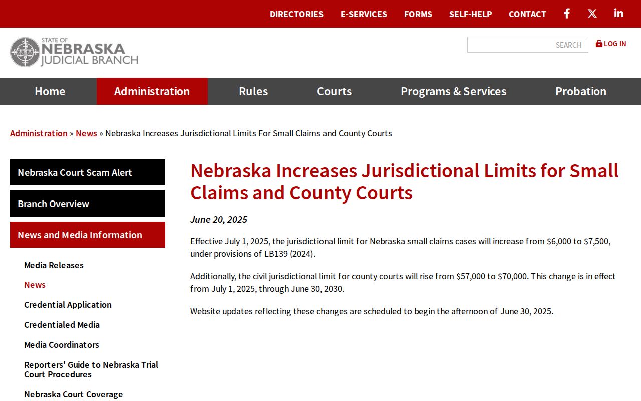 Dundy County civil court docket jurisdiction update announcement