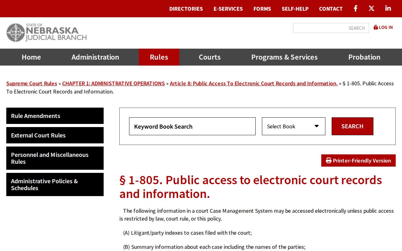 Dundy County civil court docket electronic record access rule