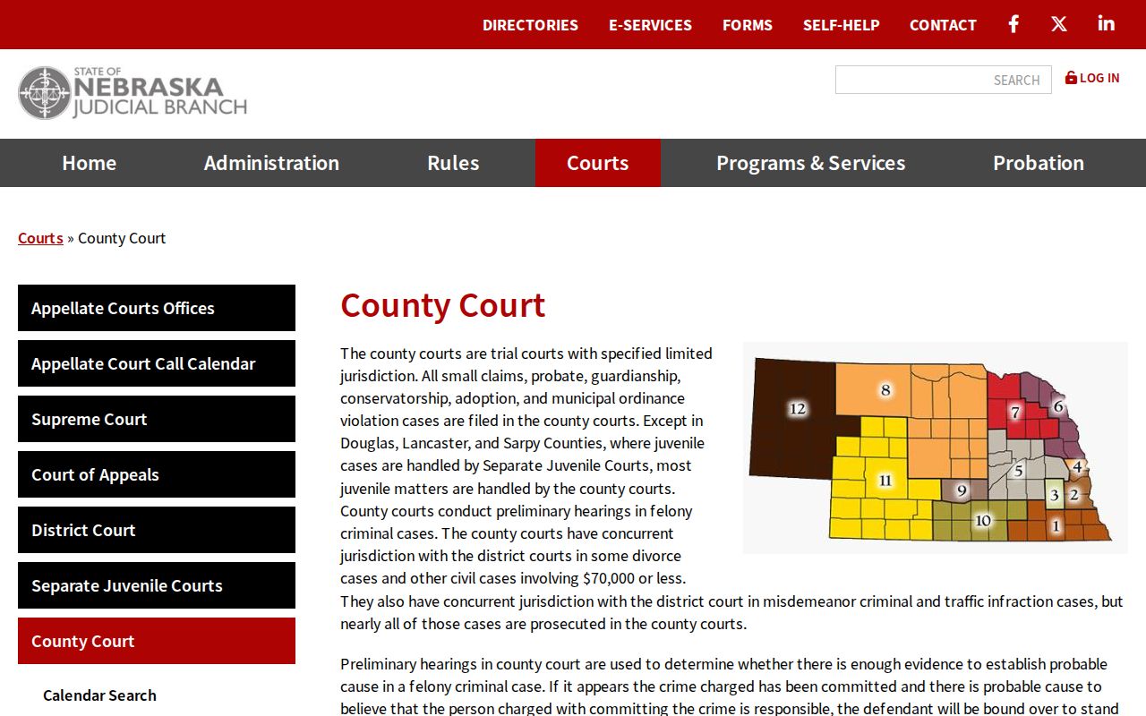 Dundy County criminal court docket County Court jurisdiction overview