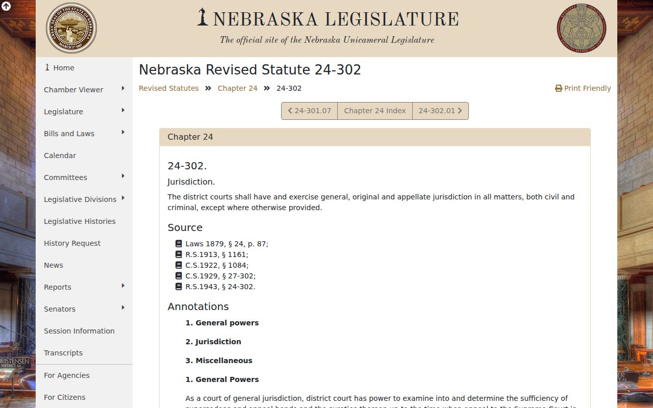 Dundy County criminal court docket District Court jurisdiction statute