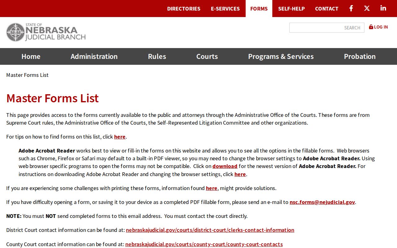 Dundy County Haigler court records request context from Nebraska forms