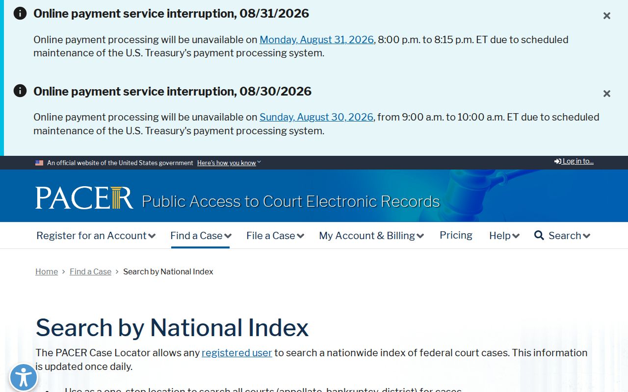 Dundy County court docket federal PACER case locator source