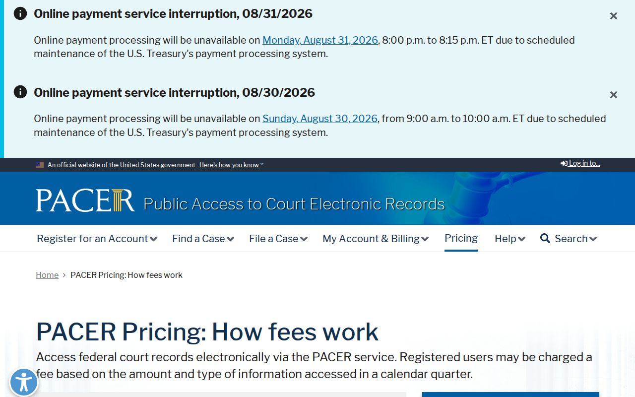 Dundy County court docket PACER pricing source