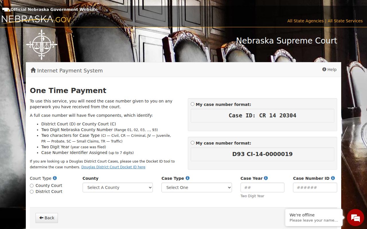 Dundy traffic court one-time payment form