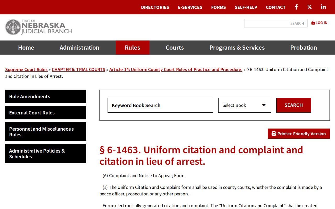 Dundy traffic court uniform citation rule